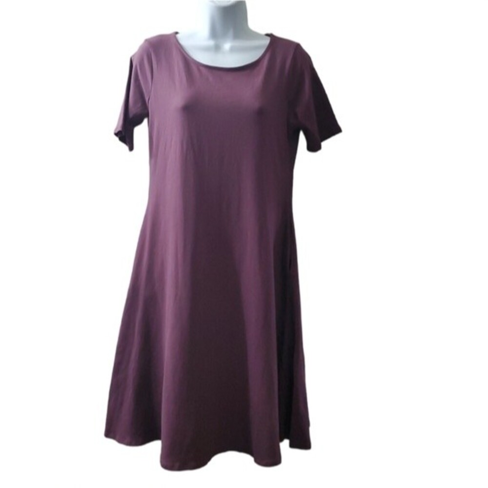 Zenana Premium Purple 3/4 Sleeve Womens Fit And Flare Dress with pockets